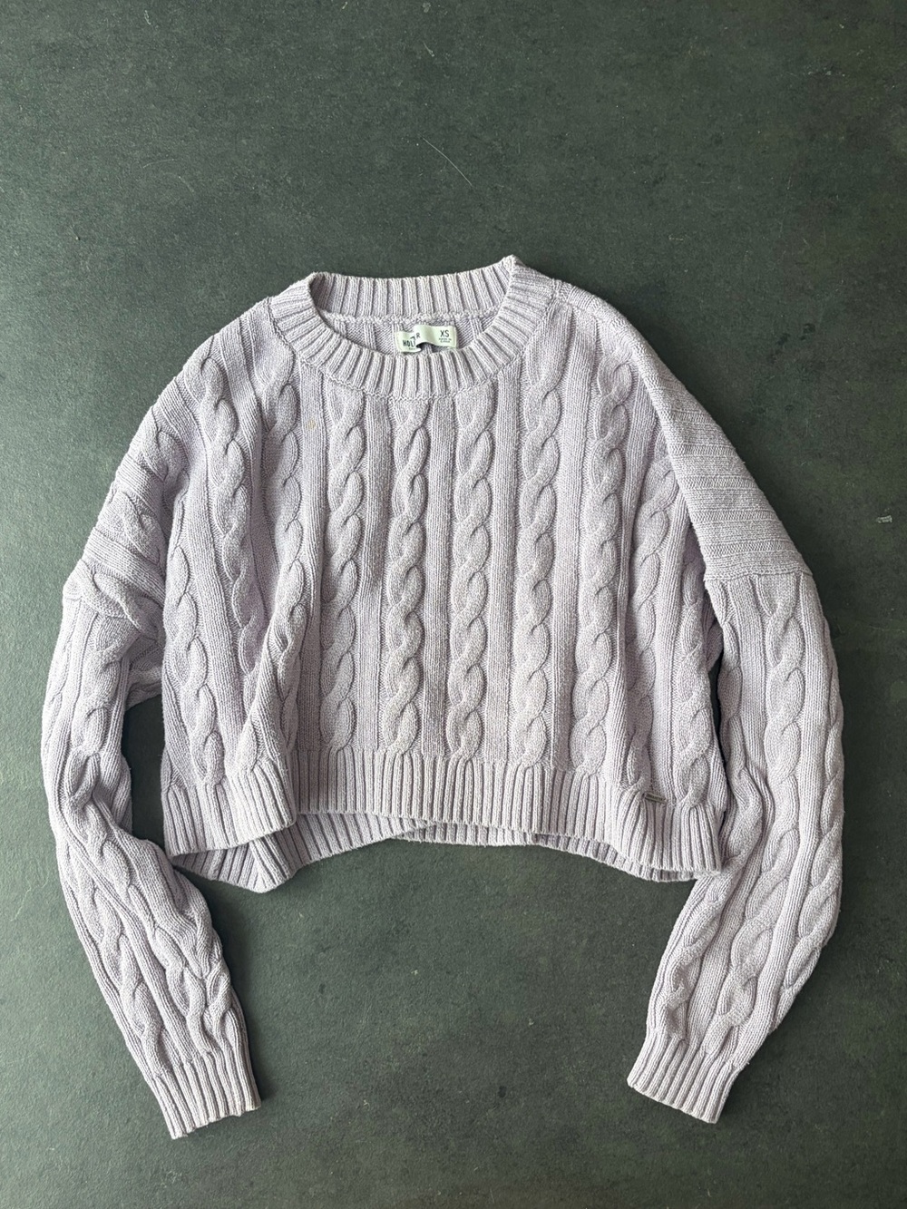 Hollister Purple lightly cropped cable knit sweater